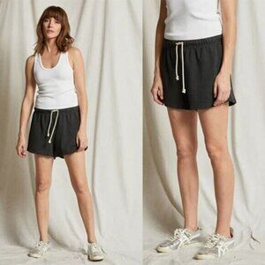 NWT Perfect White Tee Layla French Terry Drawstring Cotton Sweat Short Black